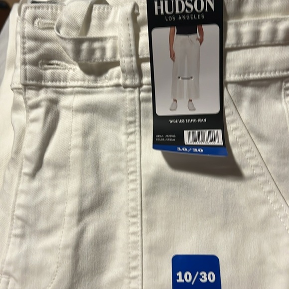 New Hudson Women’s Wide Leg Belted white Jean - Picture 9 of 12